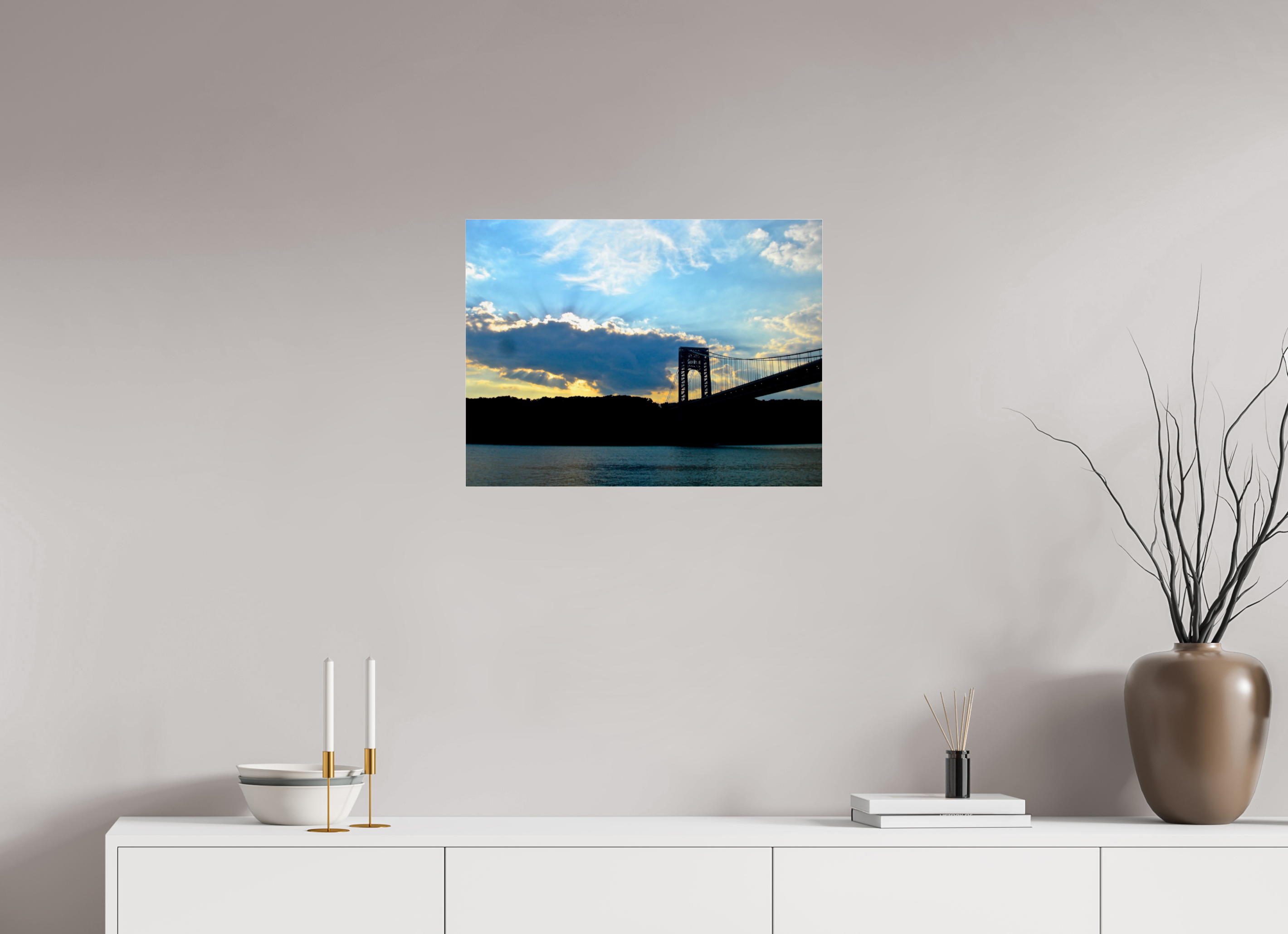 24 x 18″, Photo Print Under Acrylic Glass George Washington Bridge Storm