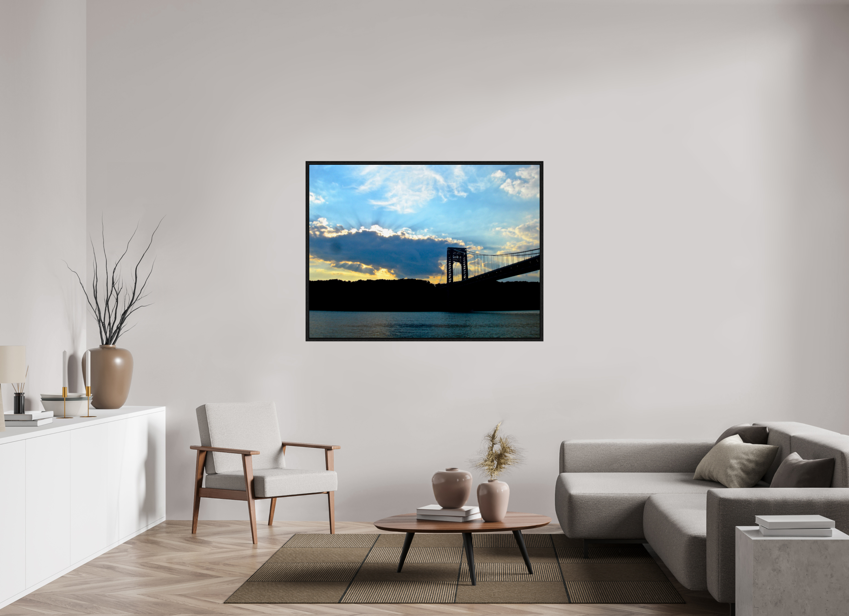 56 x 42″, Floater Frame George Washington Bridge Storm