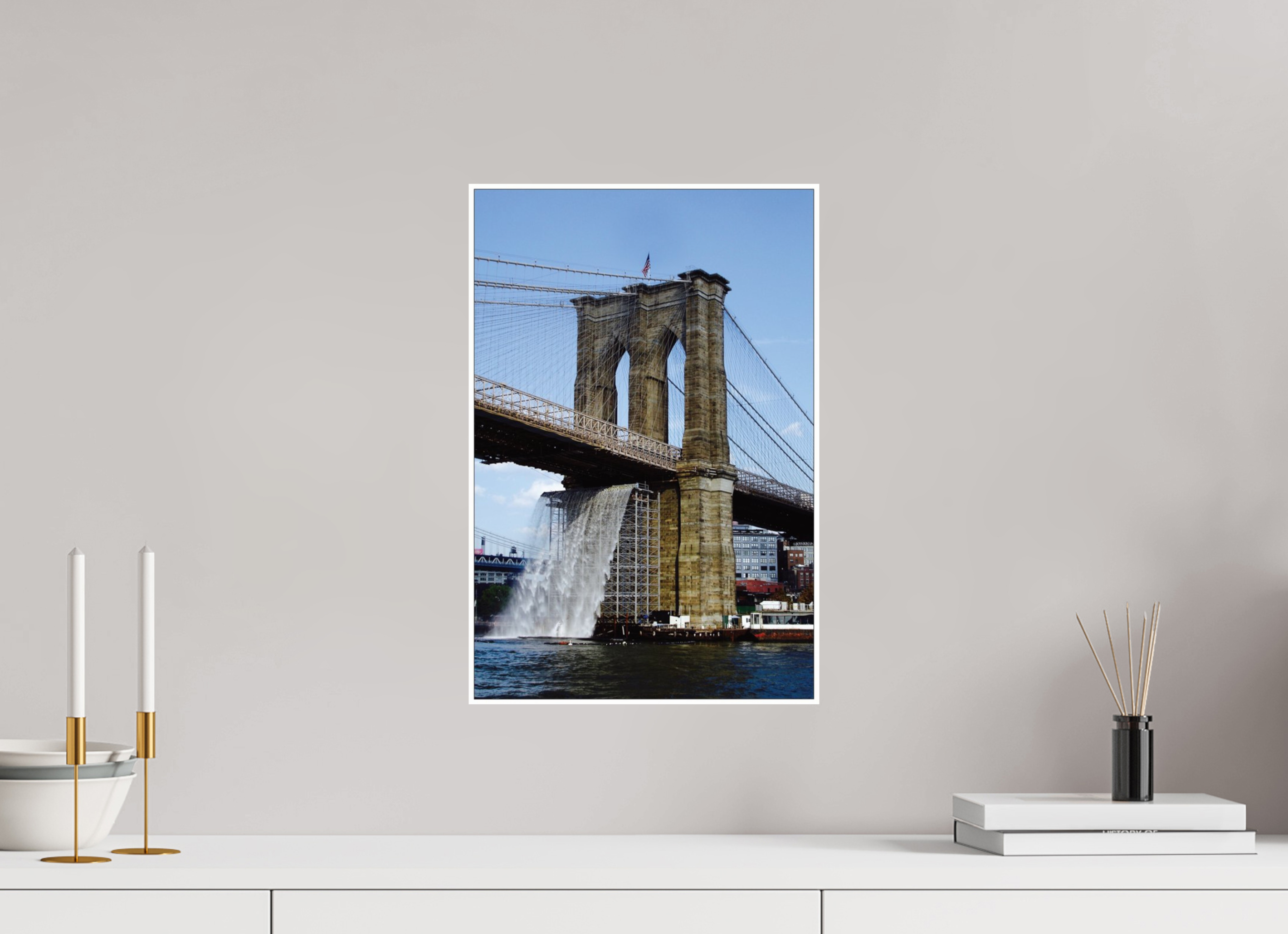12 x 17.8″, Photo Print Under Acrylic Glass Waterfall Brooklyn Bridge