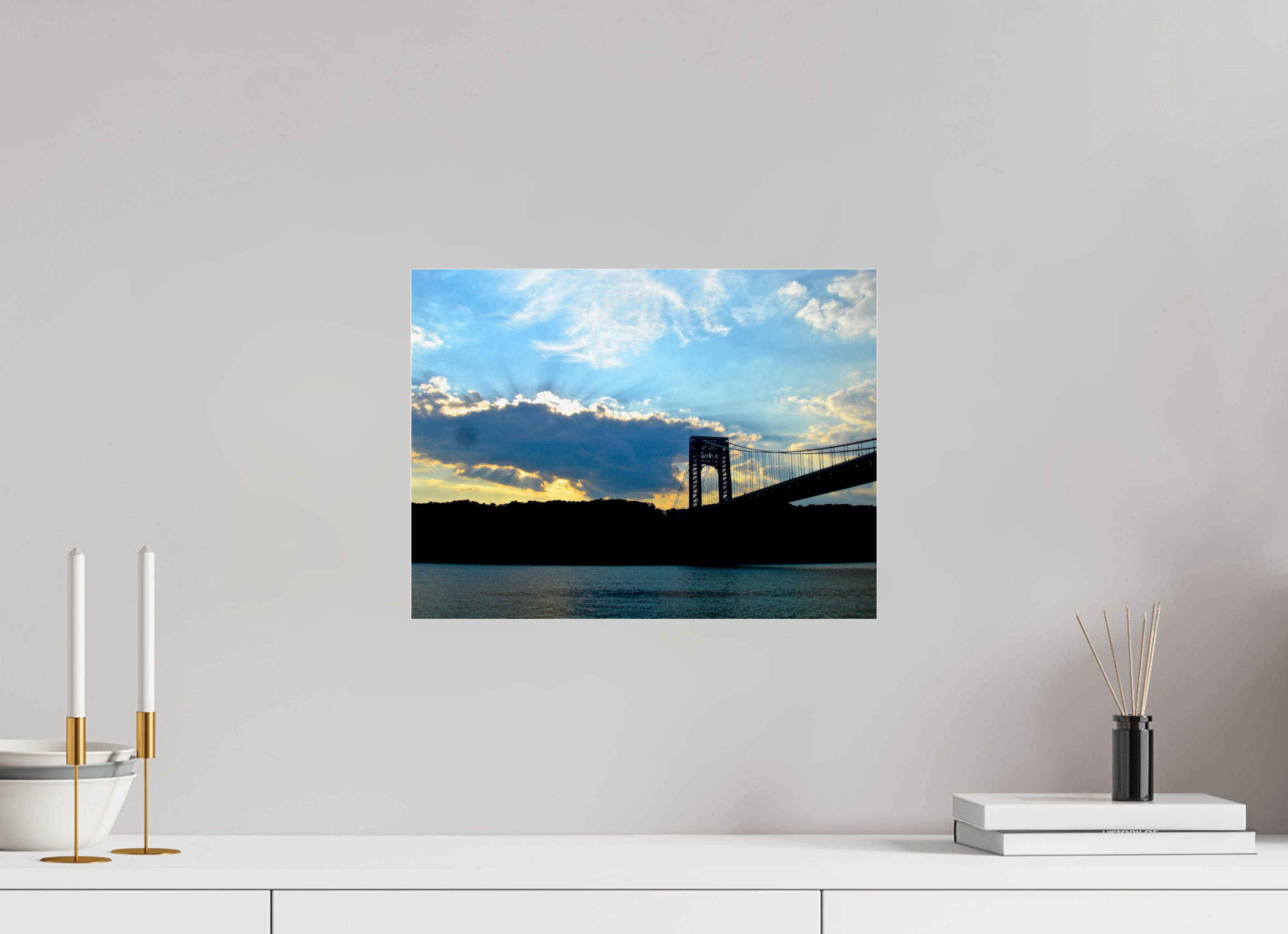 16 x 12″, Photo Print Under Acrylic Glass George Washington Bridge Storm