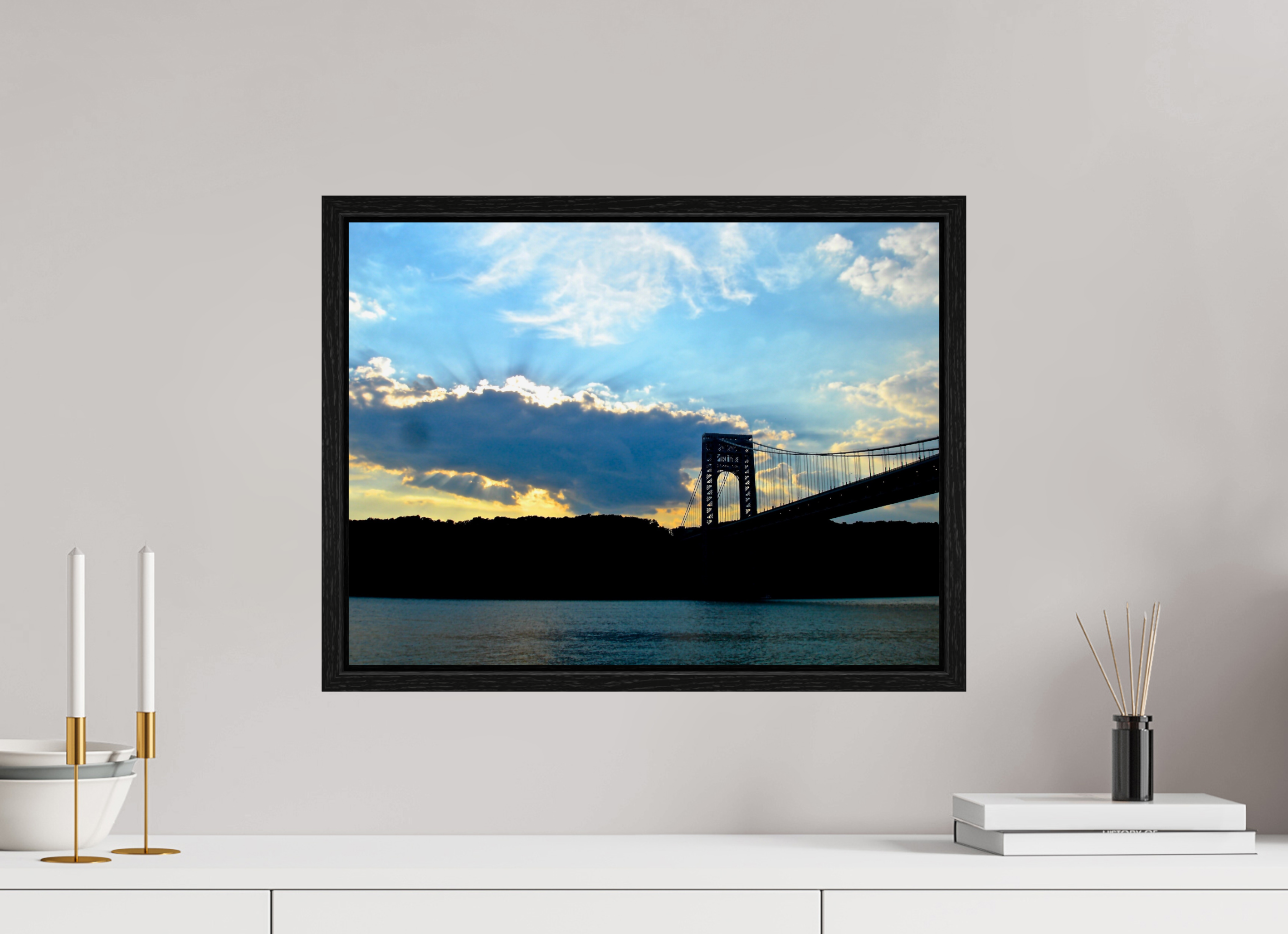 20 x 15″, Floater Frame George Washington Bridge Storm