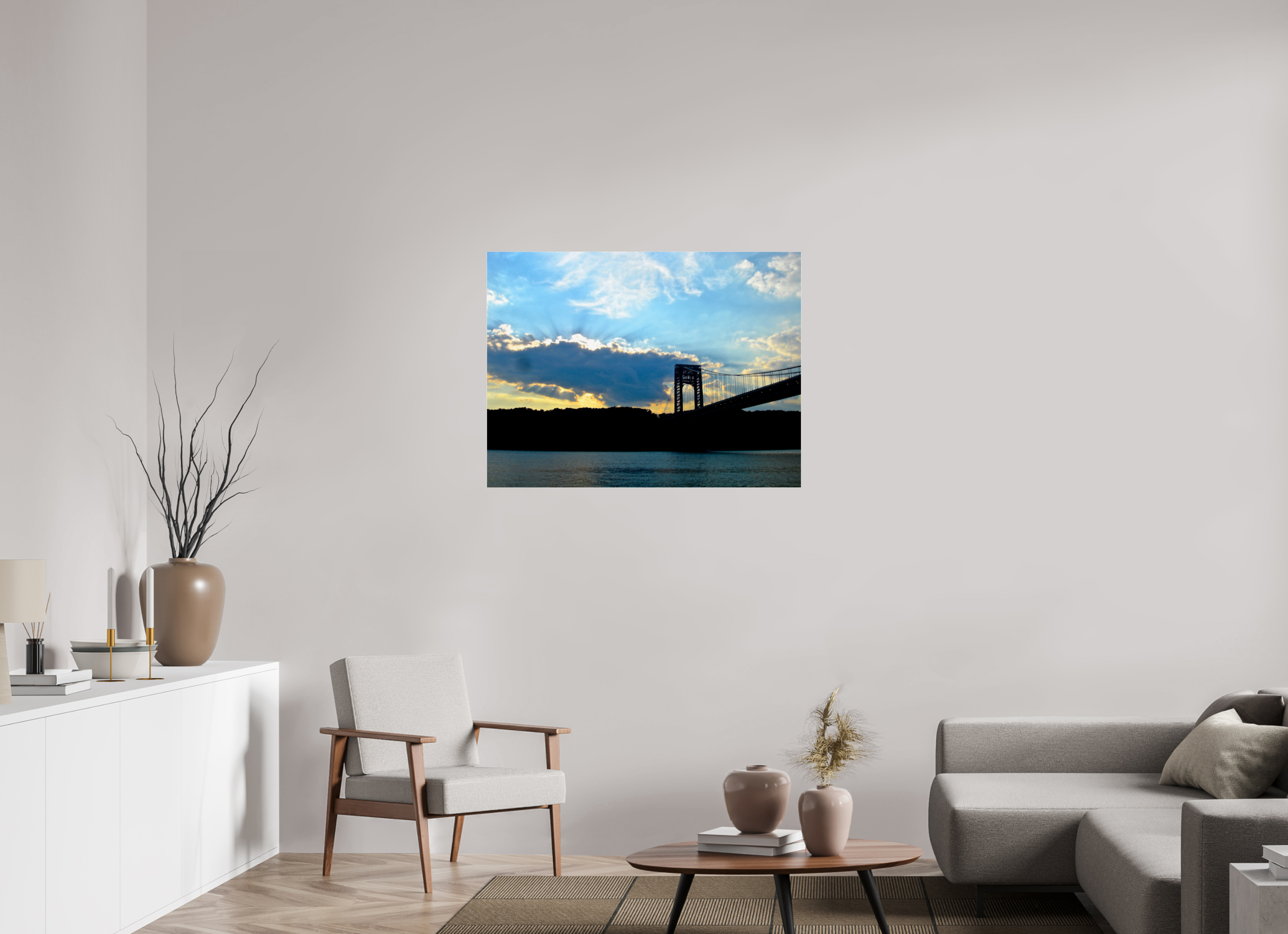 40 x 30″, Photo Print Under Acrylic Glass George Washington Bridge Storm