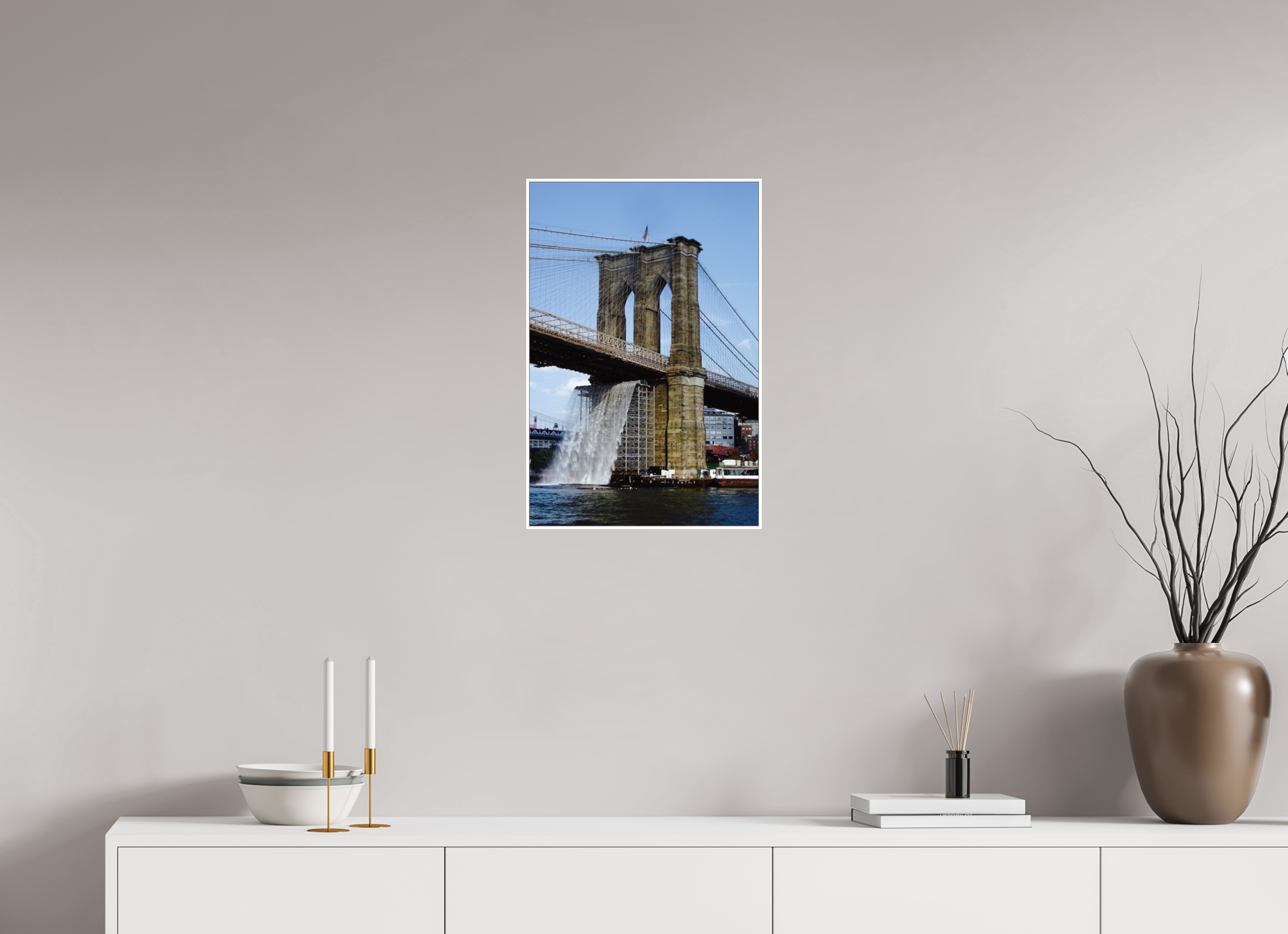 16 x 23.8″, Photo Print On Fuji Crystal DP II Waterfall Brooklyn Bridge
