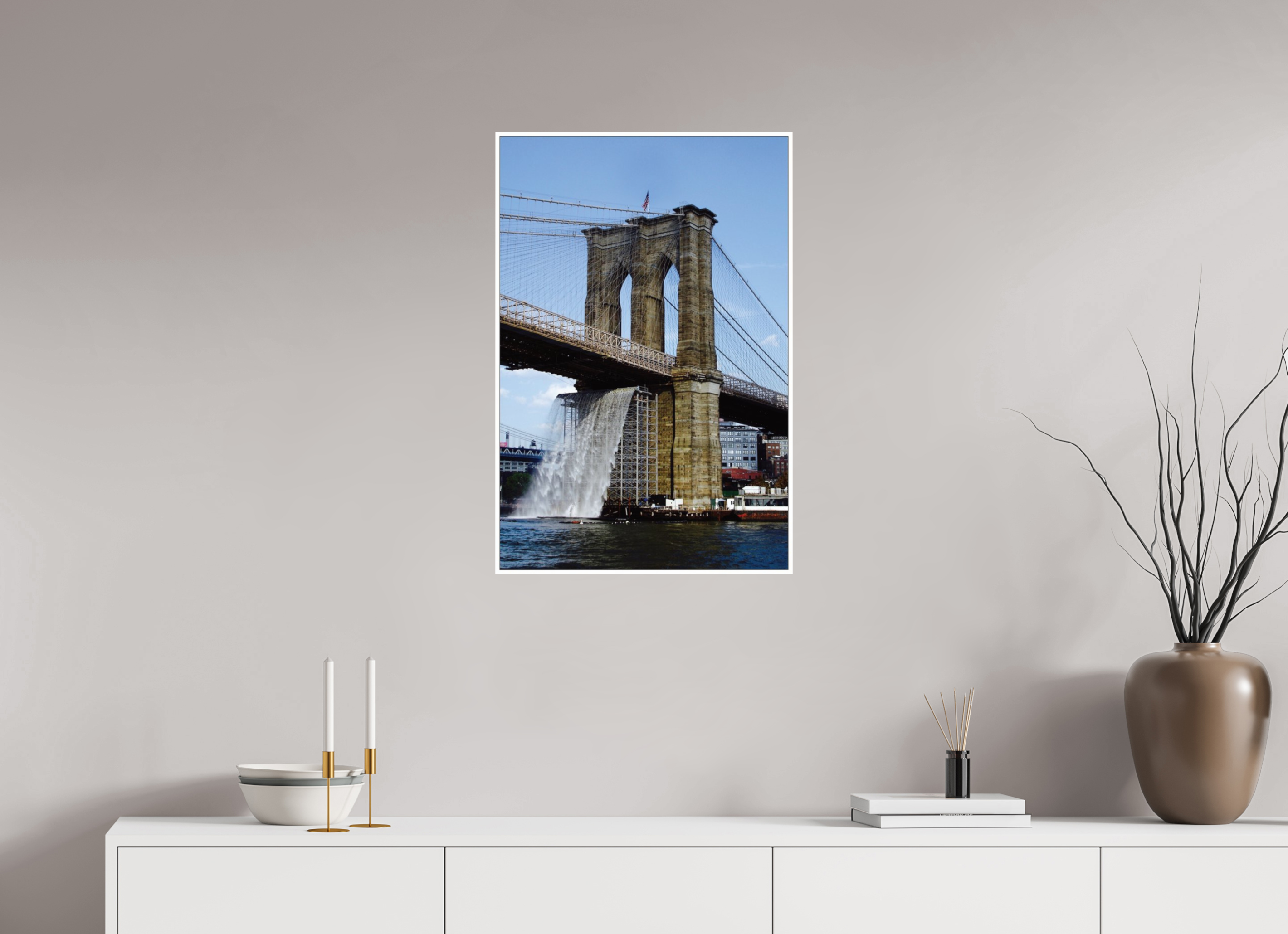 20 x 29.7″, Photo Print Under Acrylic Glass Waterfall Brooklyn Bridge