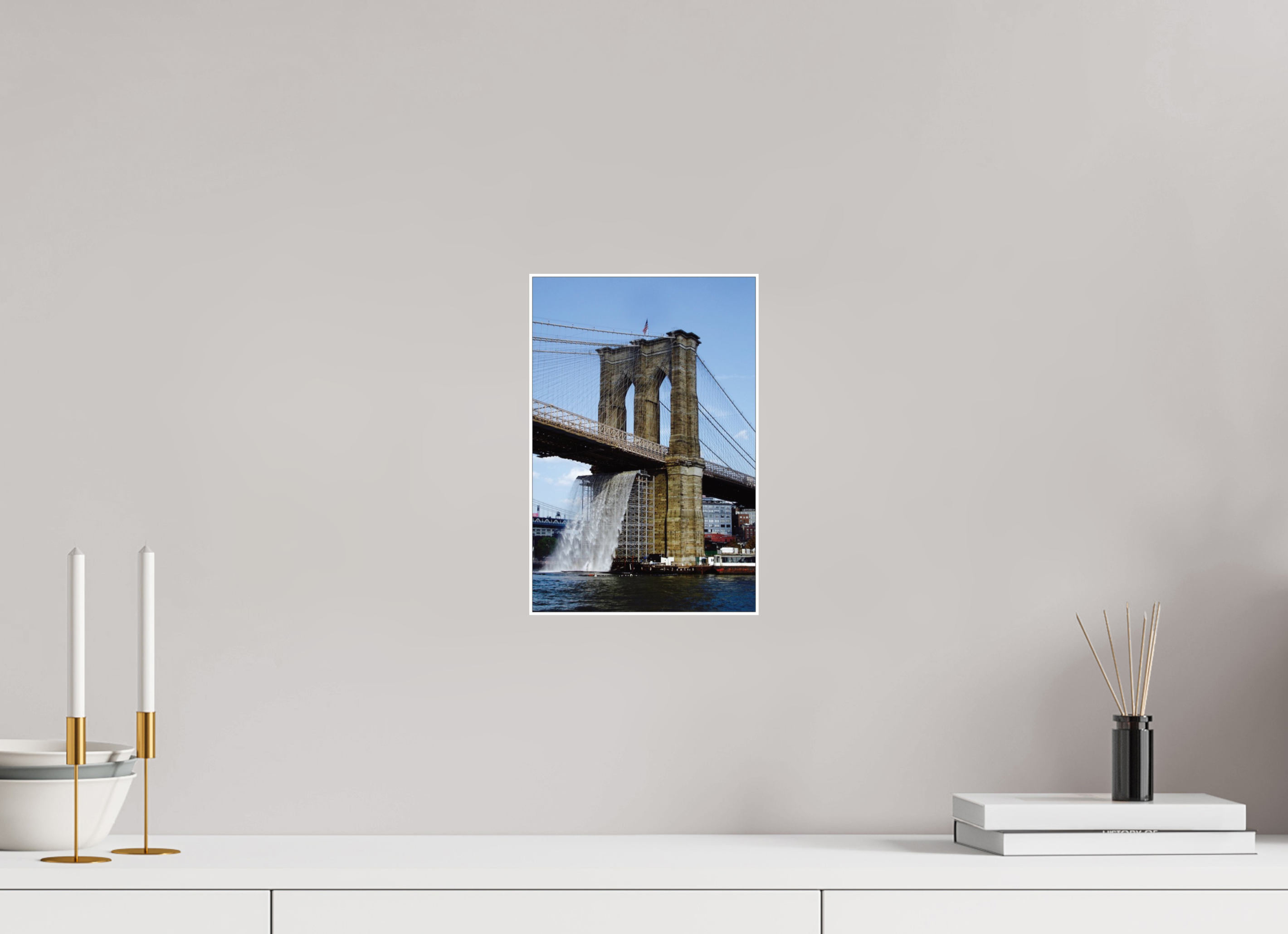 8 x 11.9″, Photo Print On Fuji Crystal DP II Waterfall Brooklyn Bridge