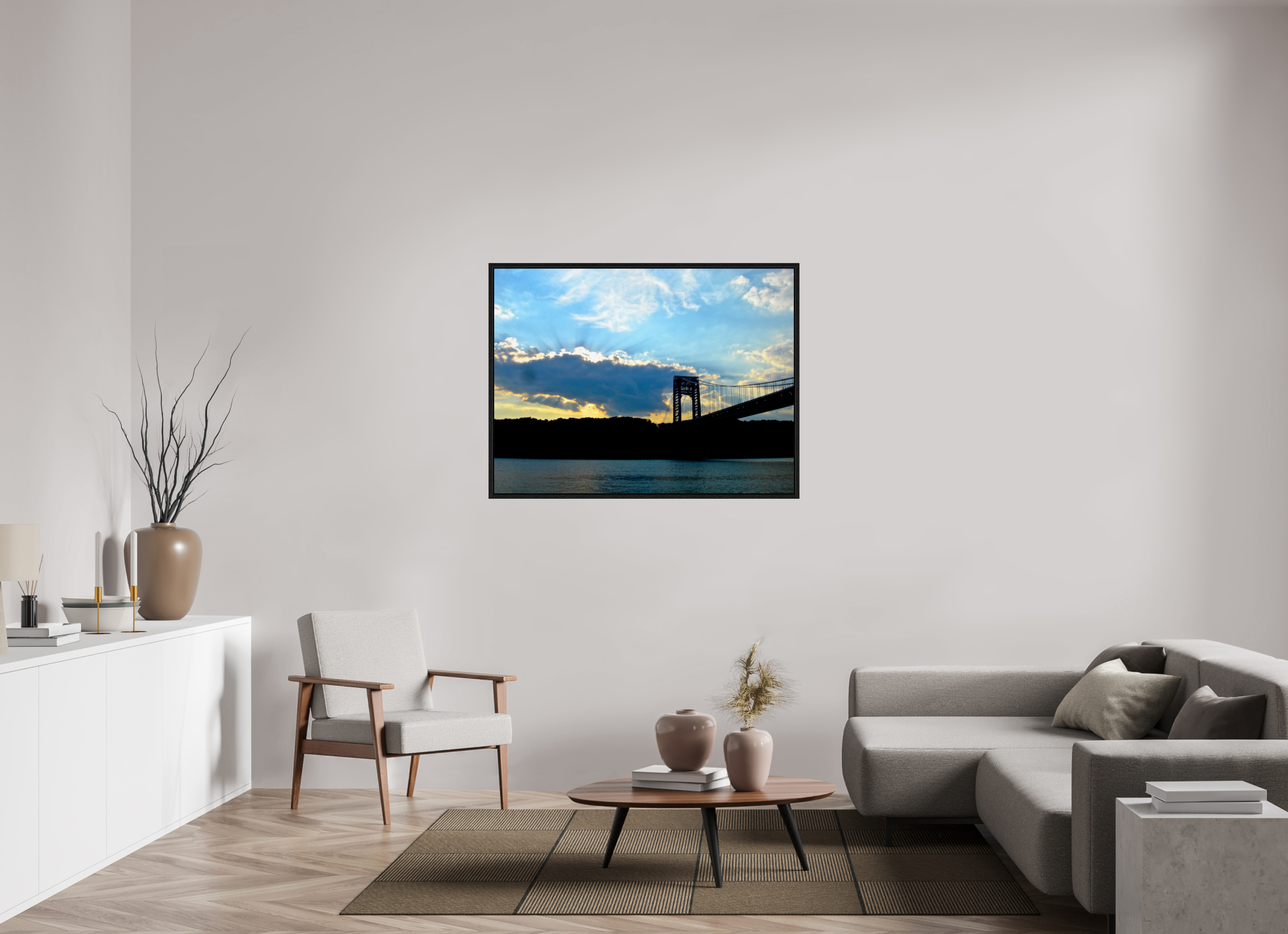 48 x 36″, Floater Frame George Washington Bridge Storm
