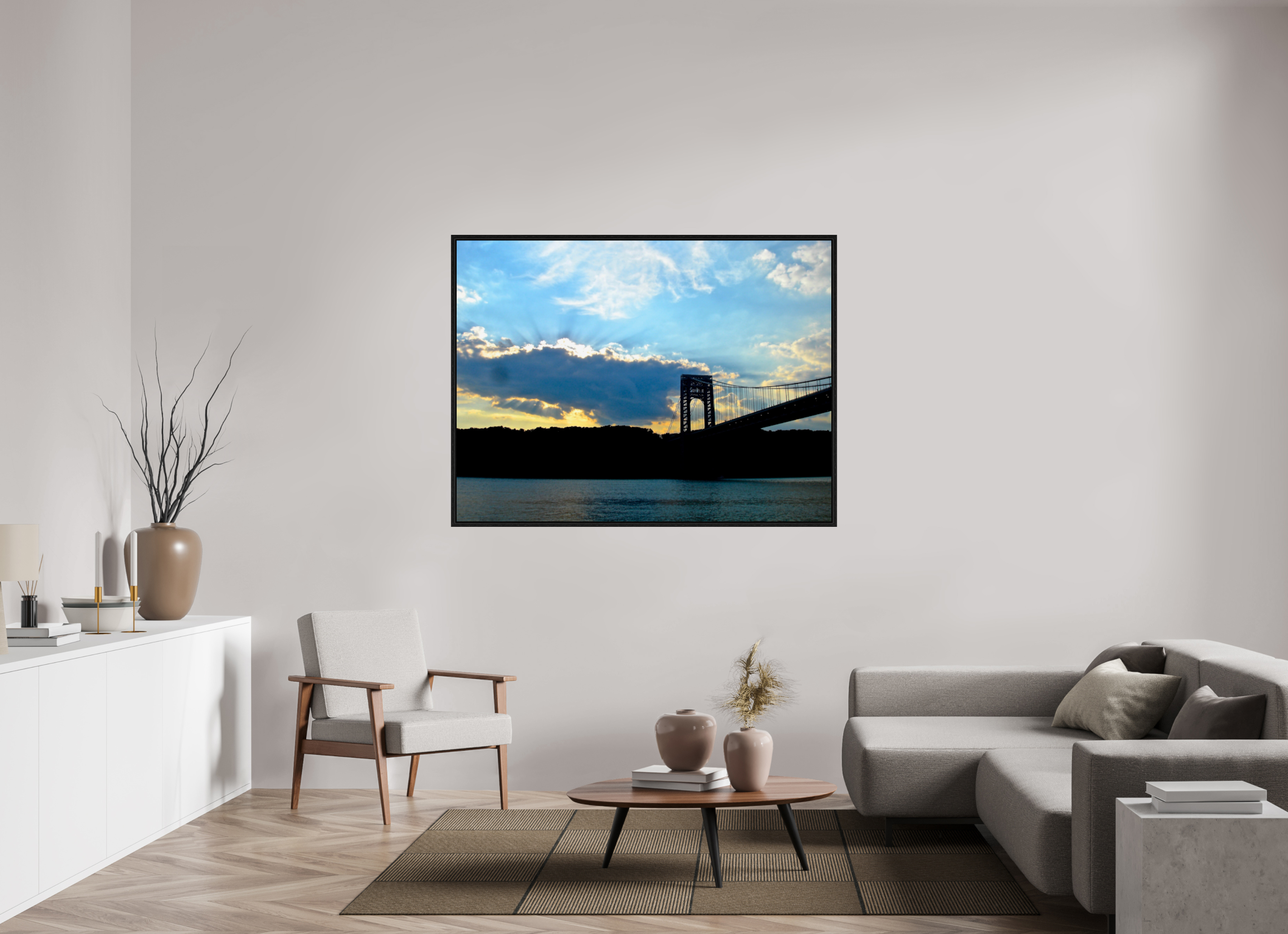 60 x 45″, Floater Frame George Washington Bridge Storm